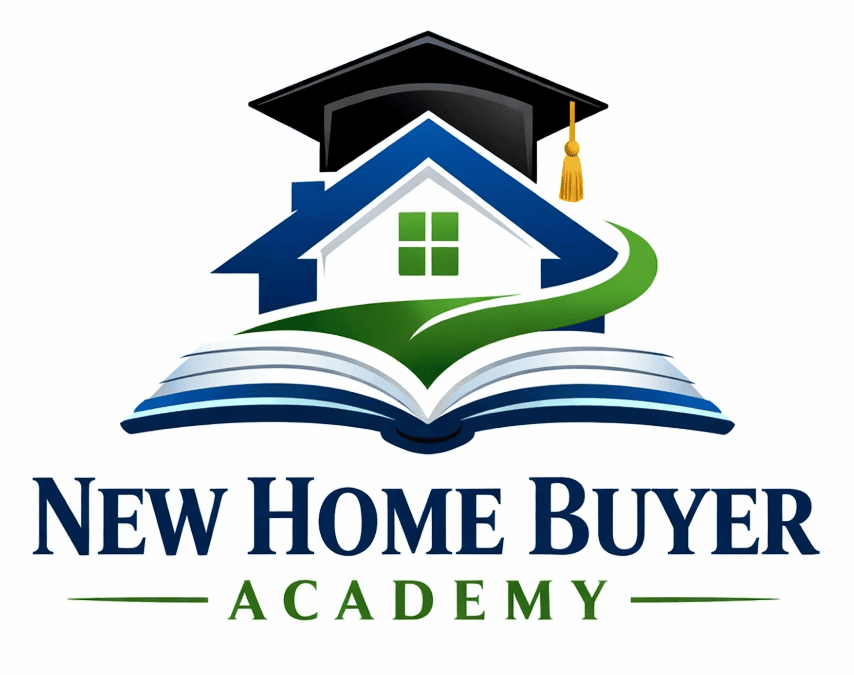 Logo combining a house, book, and graduation cap symbolizing home buying education.