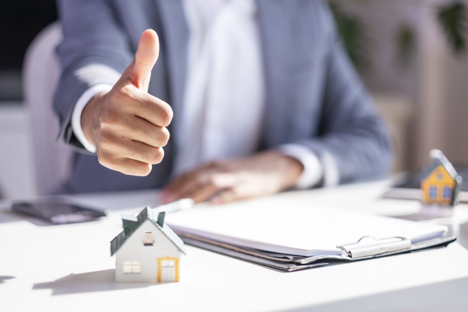 Businessman approving real estate deal