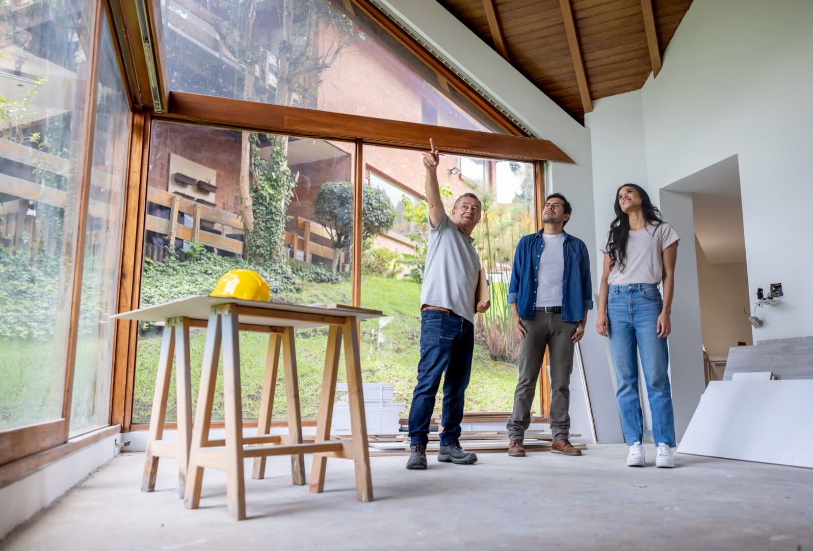Home renovation discussion with contractor