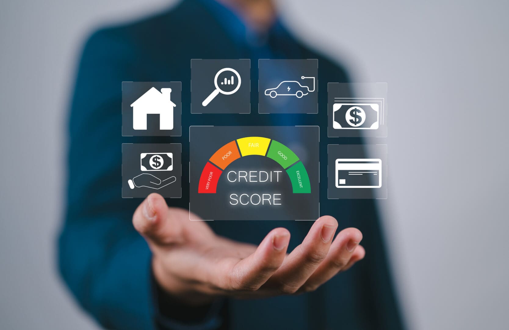Credit score concept with icons