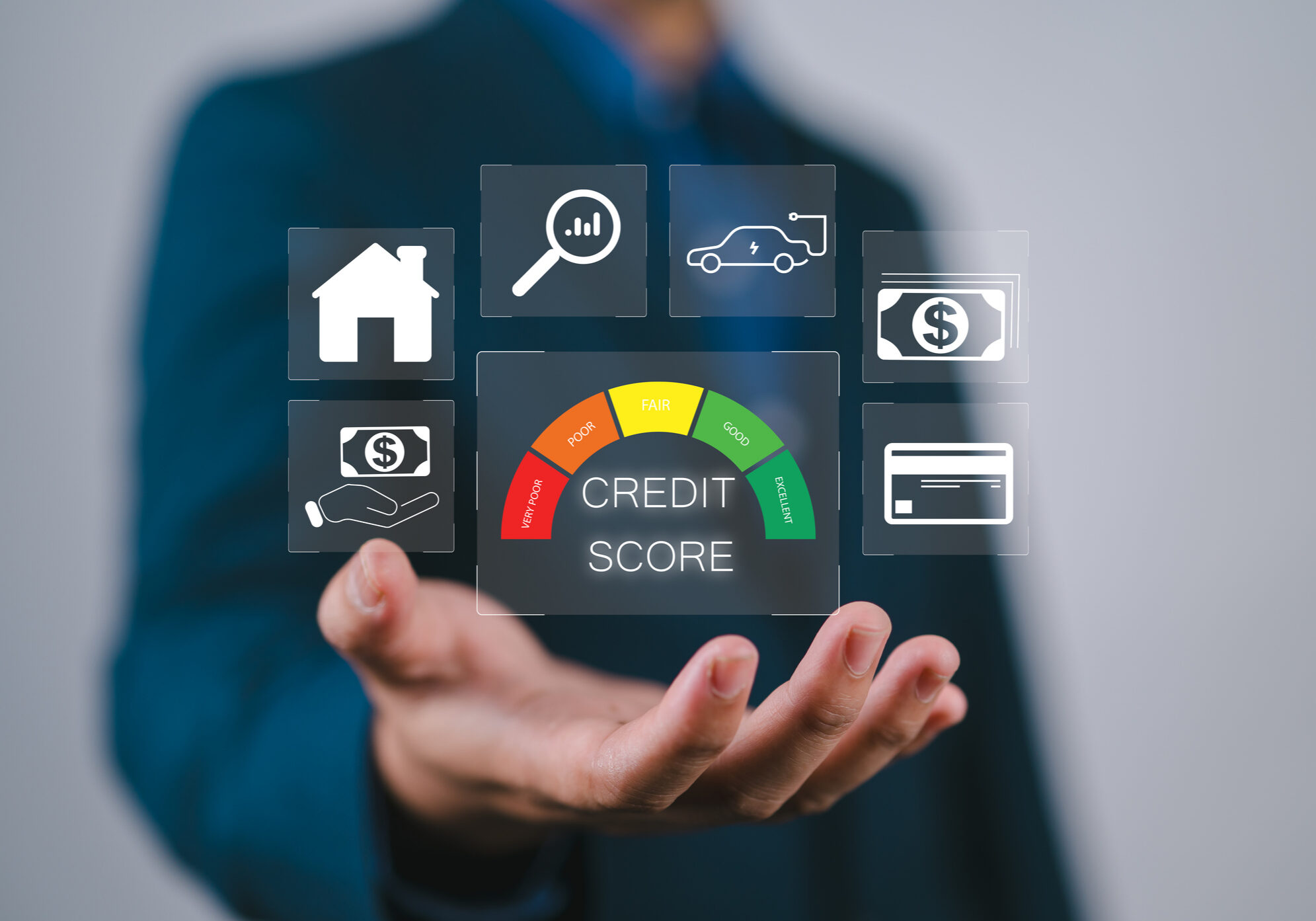 Credit score concept with icons